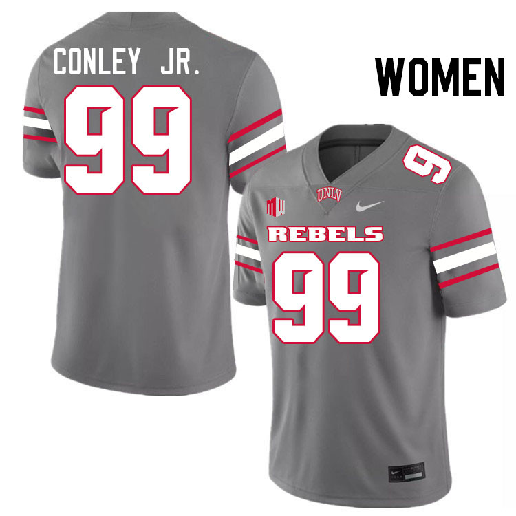 Women #99 Keith Conley Jr. UNLV Rebels College Football Jerseys Stitched-Grey